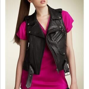 Truth And Pride Biker Leather Moto Vest Black XS